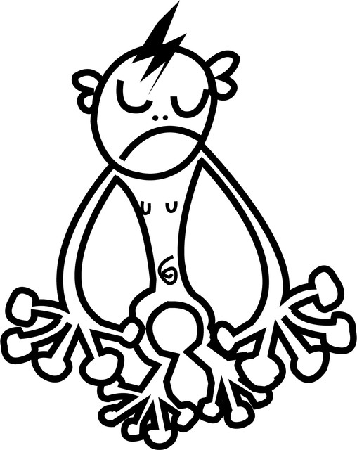 閉眼人物與骨形構圖手稿